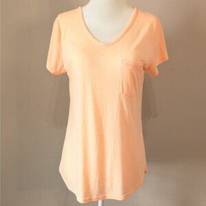 Tek Gear DryTek Athletic Top Size Small Fluorescent Orange Sheer High Low Hem